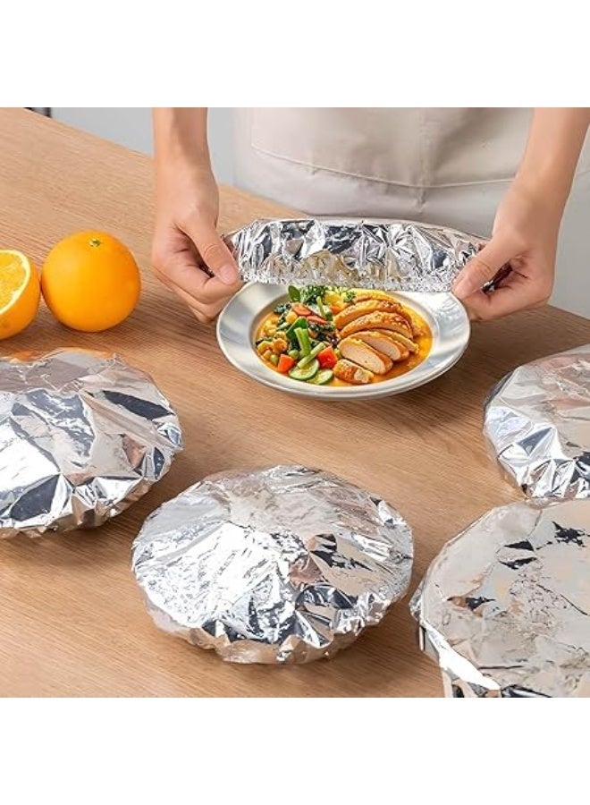 20 قطعة من أغطية الطعام المصنوعة من رقائق الألومنيوم - غطاء عازل لأطباق المطبخ، يحافظ على الحرارة، قابل لإعادة الاستخدام ومرن، يناسب الأطباق والأوعية والحاويات - Image 2